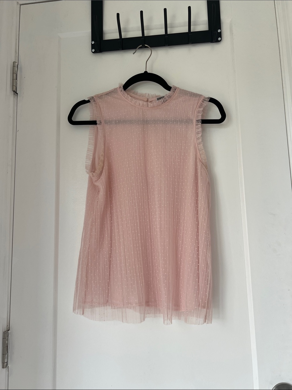 Chelsea28 Blush Pink Sheer Dotted Ruffle Camisole